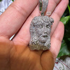 14K White Gold Finish Jesus Flower Pendant + Steel Rope Chain