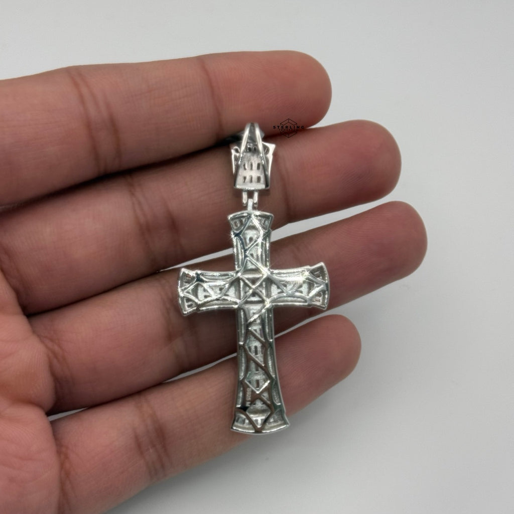 Moissanite Square Baguette Cross Pendant