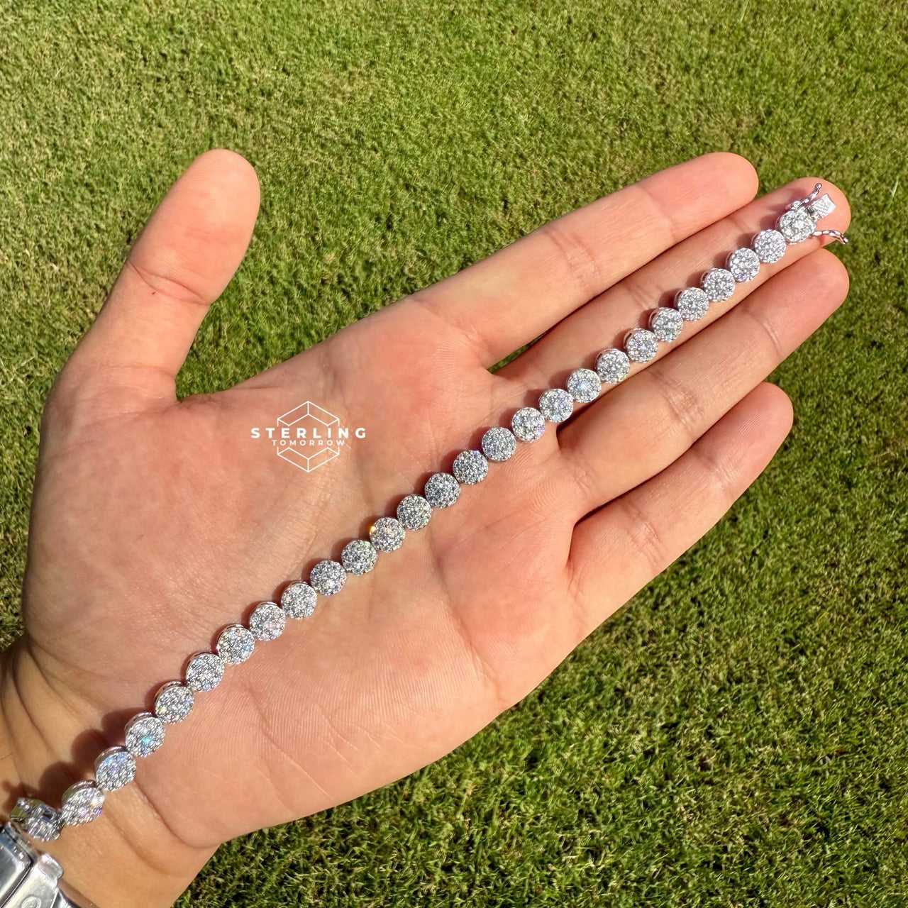 Moissanite Flower Cluster Bracelet 8"
