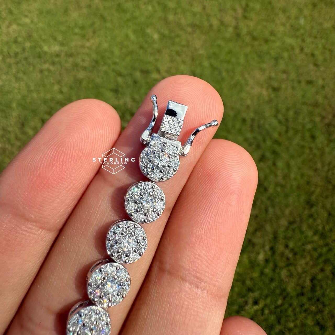 Moissanite Flower Cluster Bracelet 8"