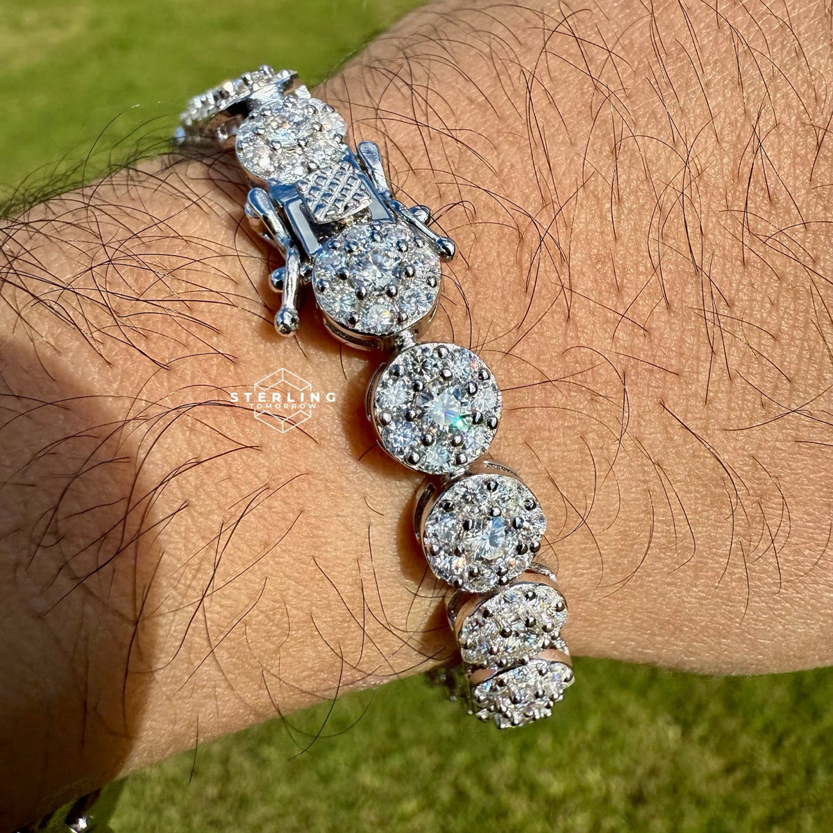 Moissanite Flower Cluster Bracelet 8"