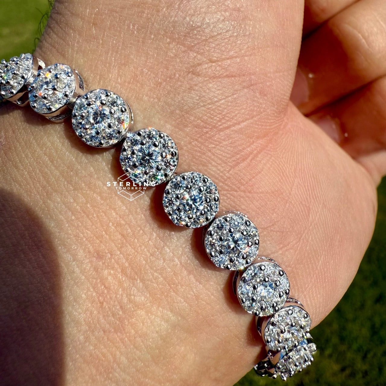 Moissanite Flower Cluster Bracelet 8"