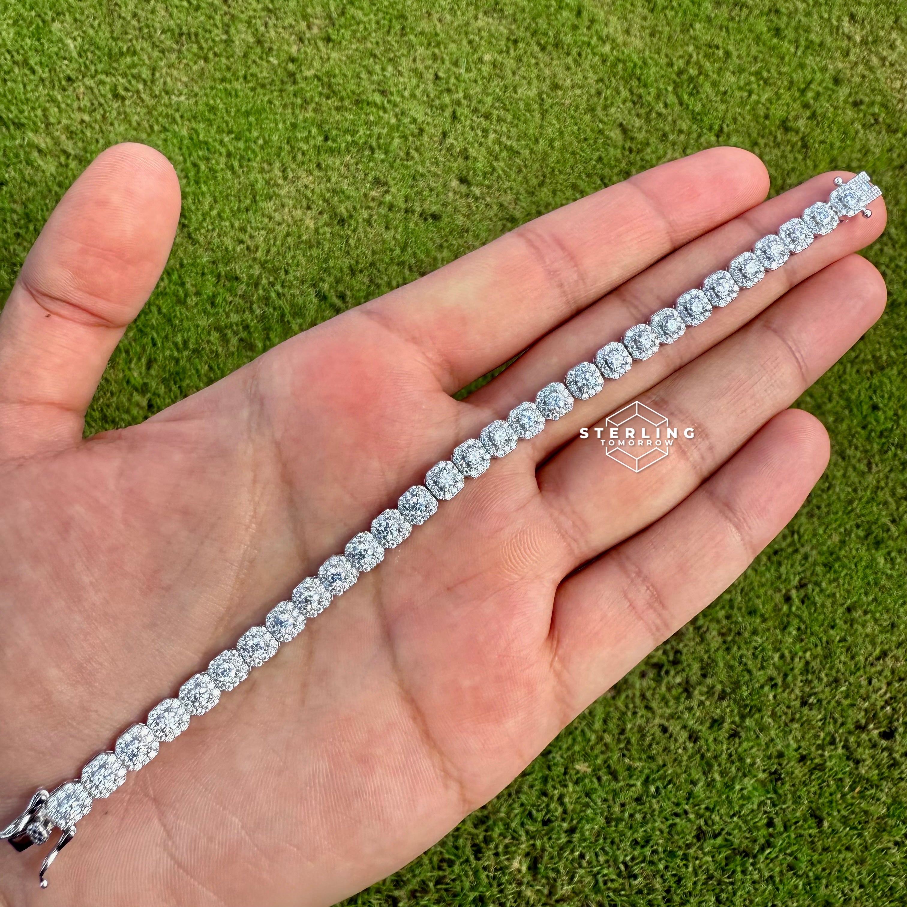 Moissanite Cushion Cluster Bracelet 7"