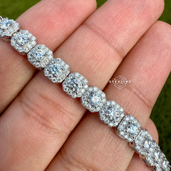 Moissanite Cushion Cluster Bracelet 7"