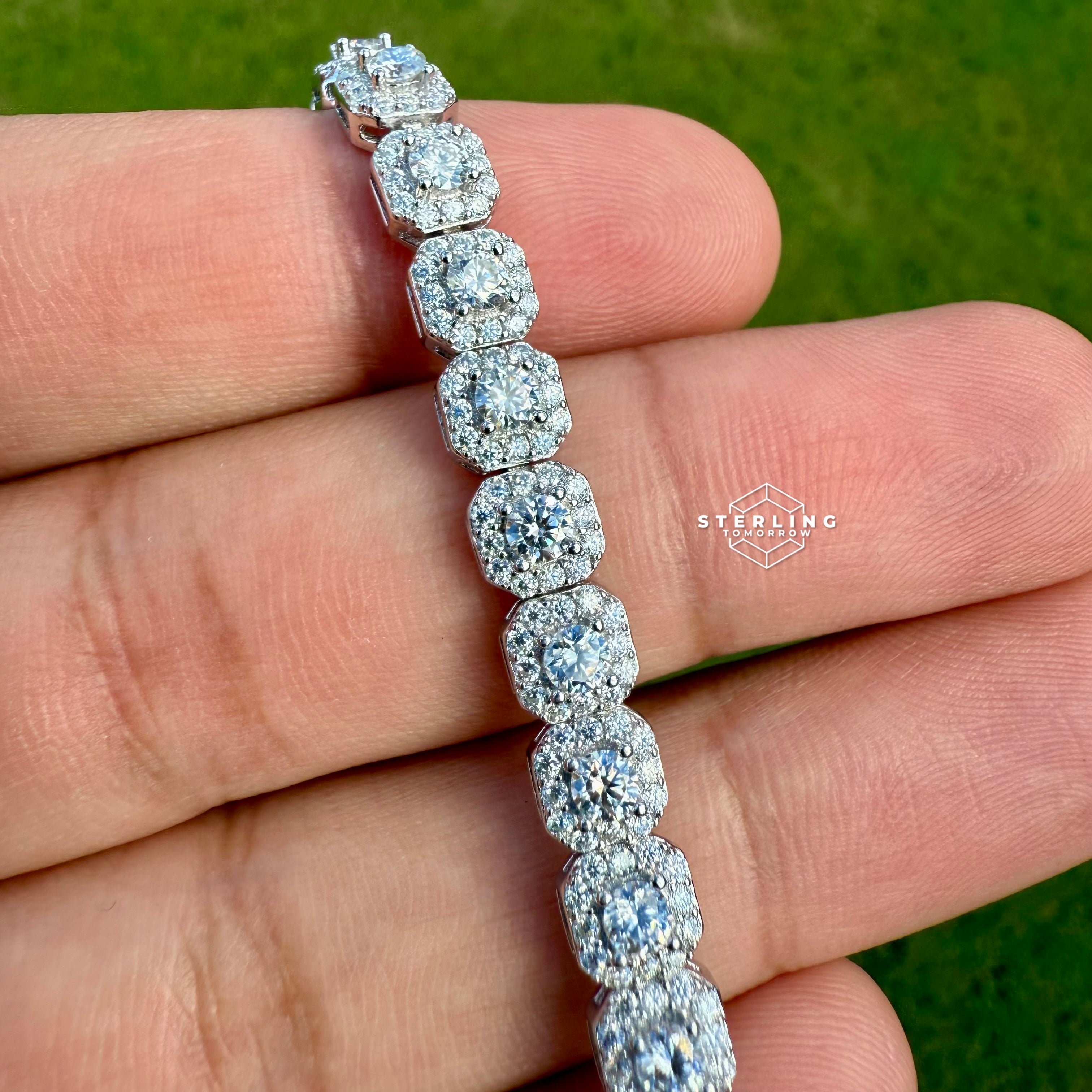 Moissanite Cushion Cluster Bracelet 7"
