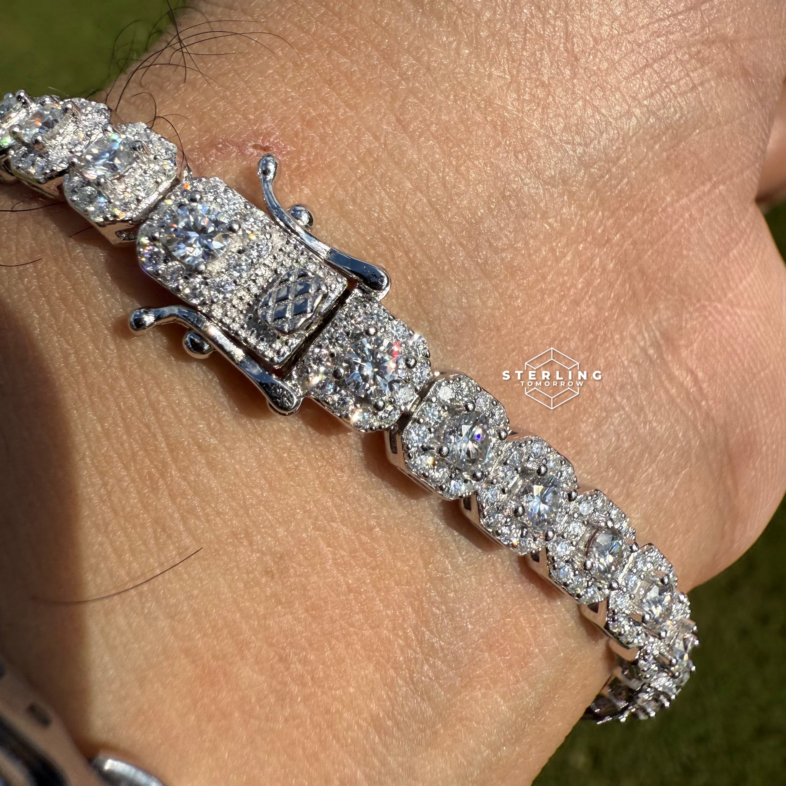 Moissanite Cushion Cluster Bracelet 7"