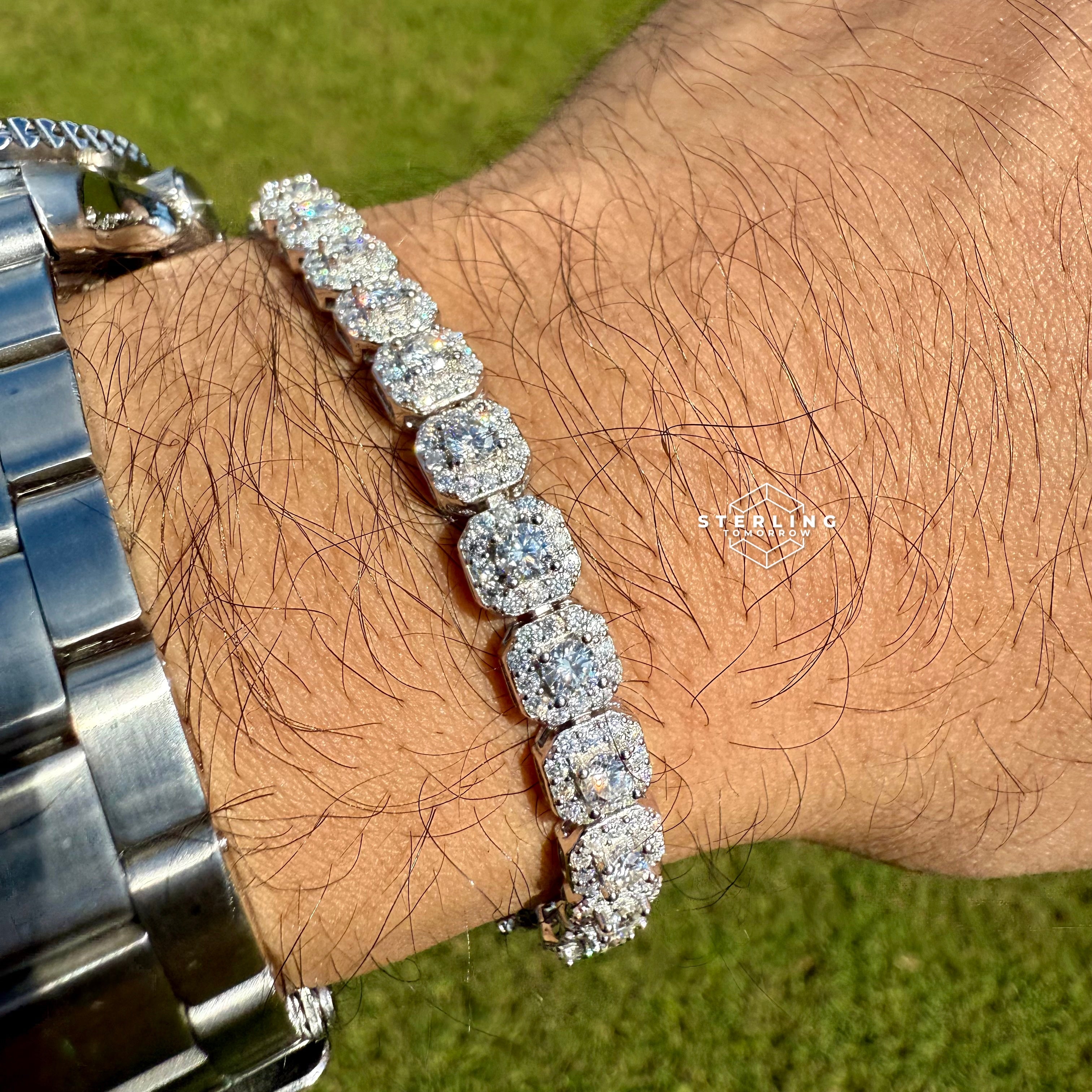 Moissanite Cushion Cluster Bracelet 7"