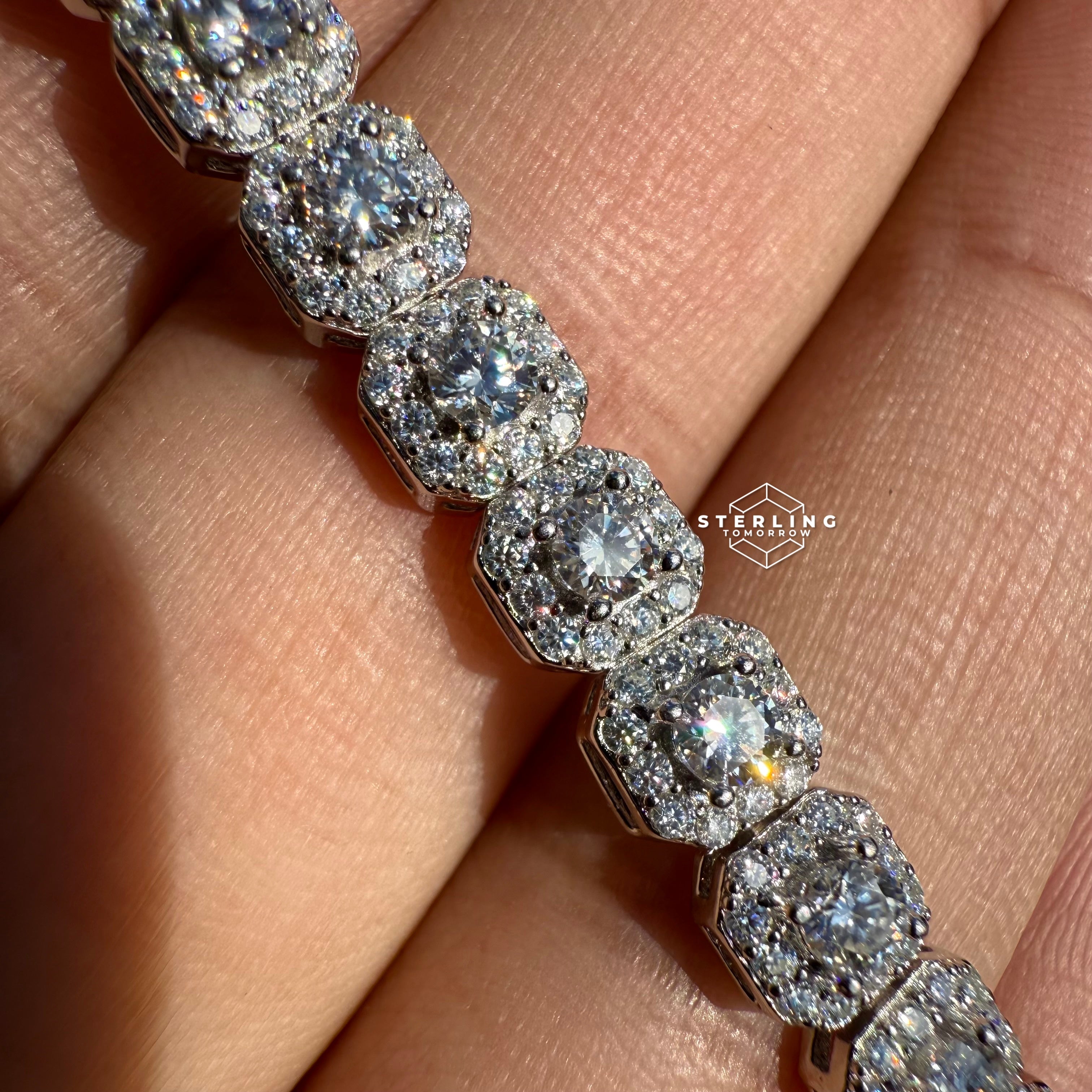 Moissanite Cushion Cluster Bracelet 7"