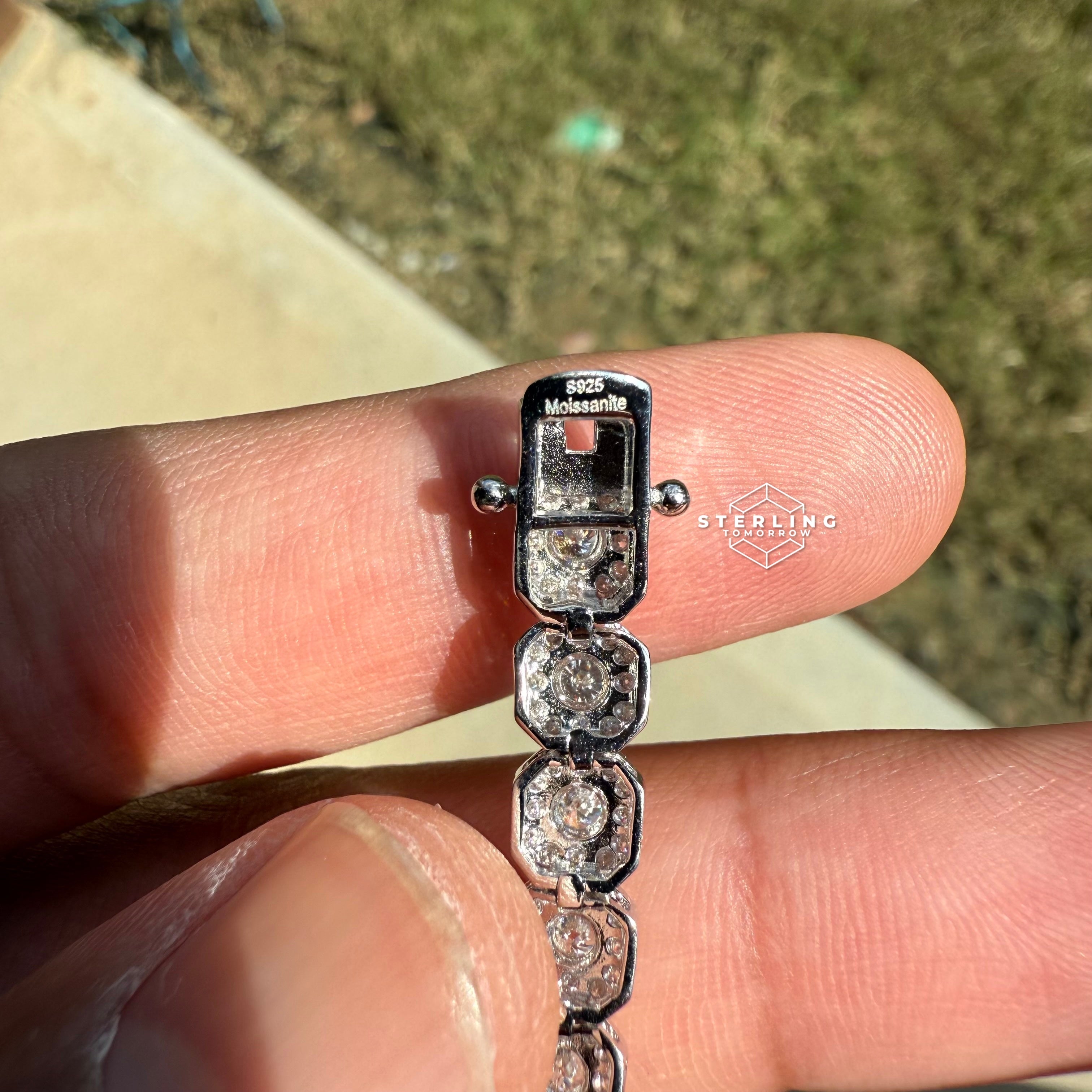 Moissanite Cushion Cluster Bracelet 7"