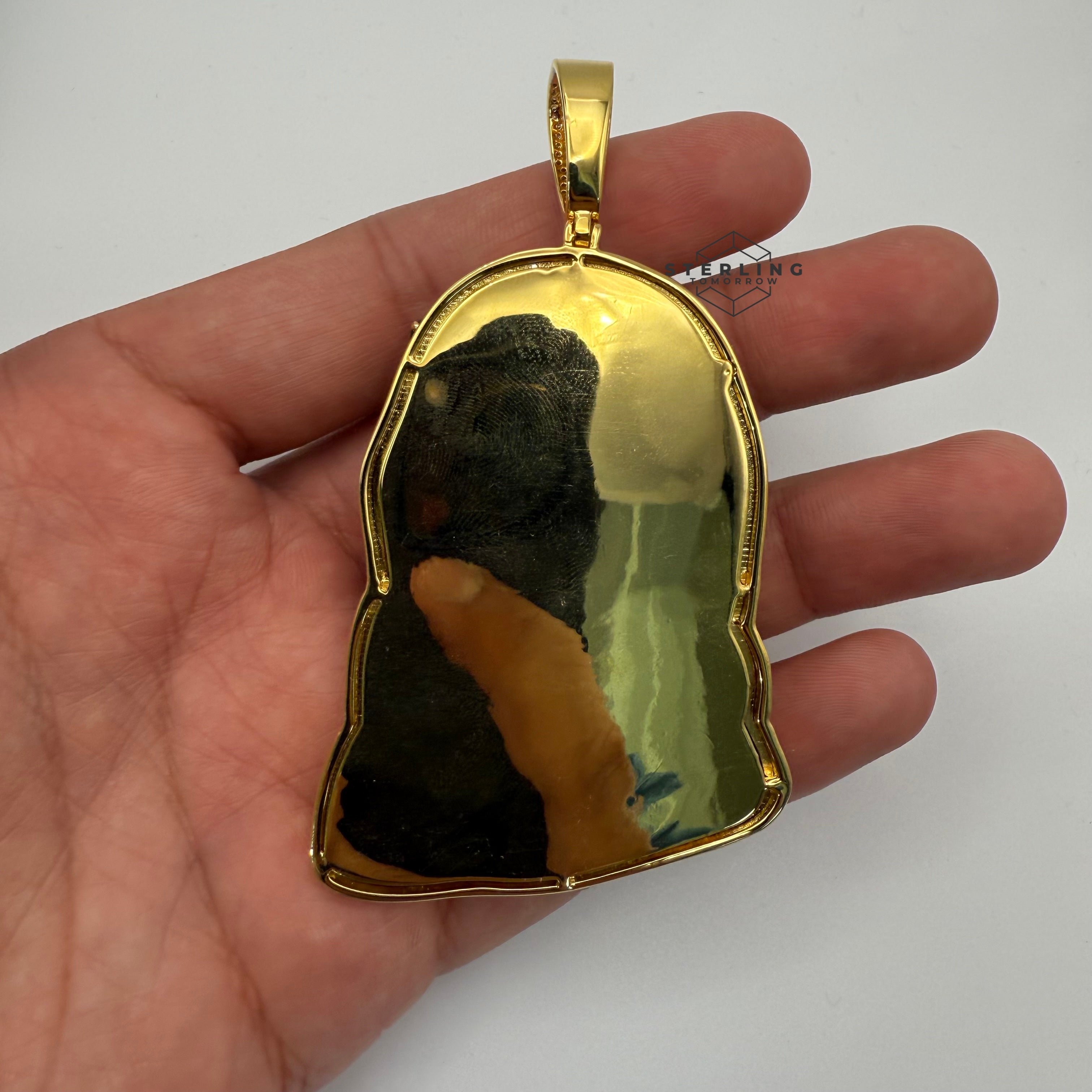 Jesus Large Green Gemstone Iced Out Pendant