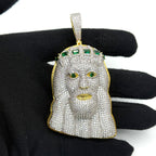 Jesus Large Green Gemstone Iced Out Pendant