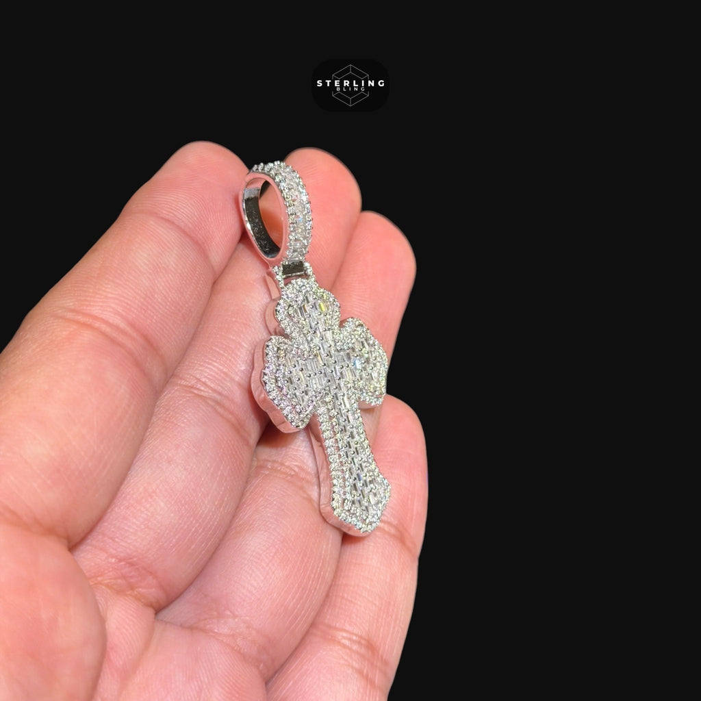 Moissanite Baguette Cross Pendant