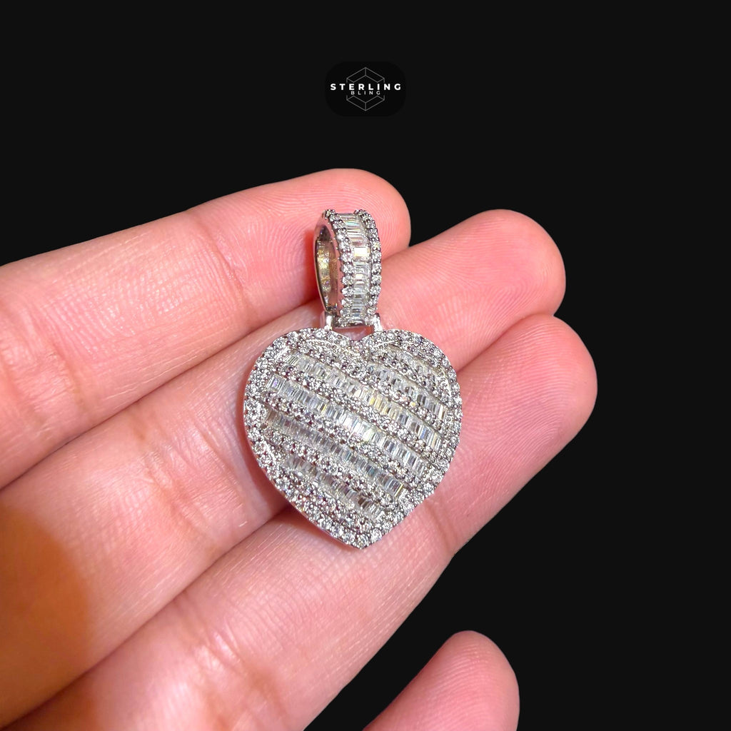 Moissanite Baguette Heart Pendant