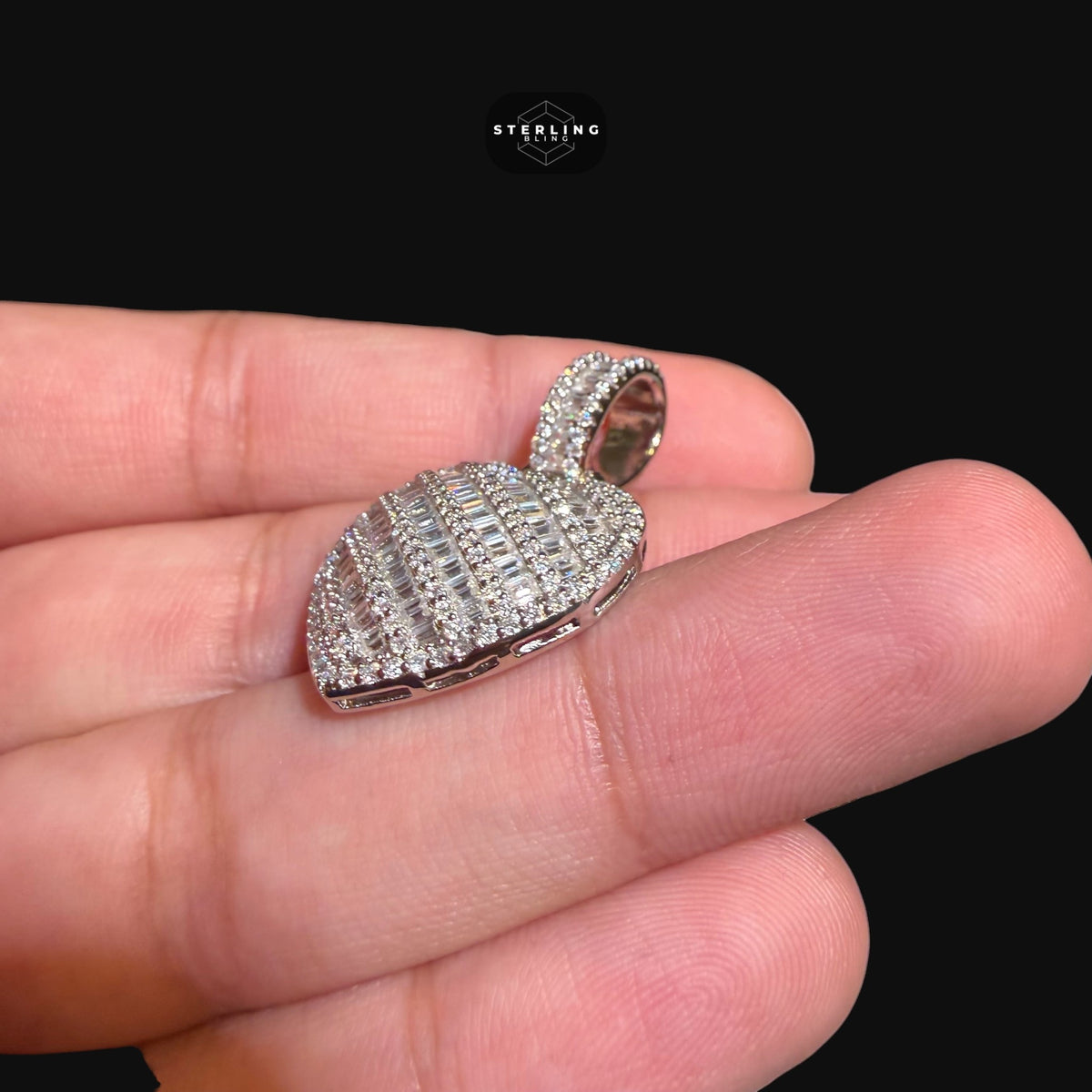 Moissanite Baguette Heart Pendant