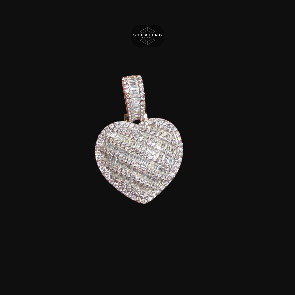 Moissanite Baguette Heart Pendant