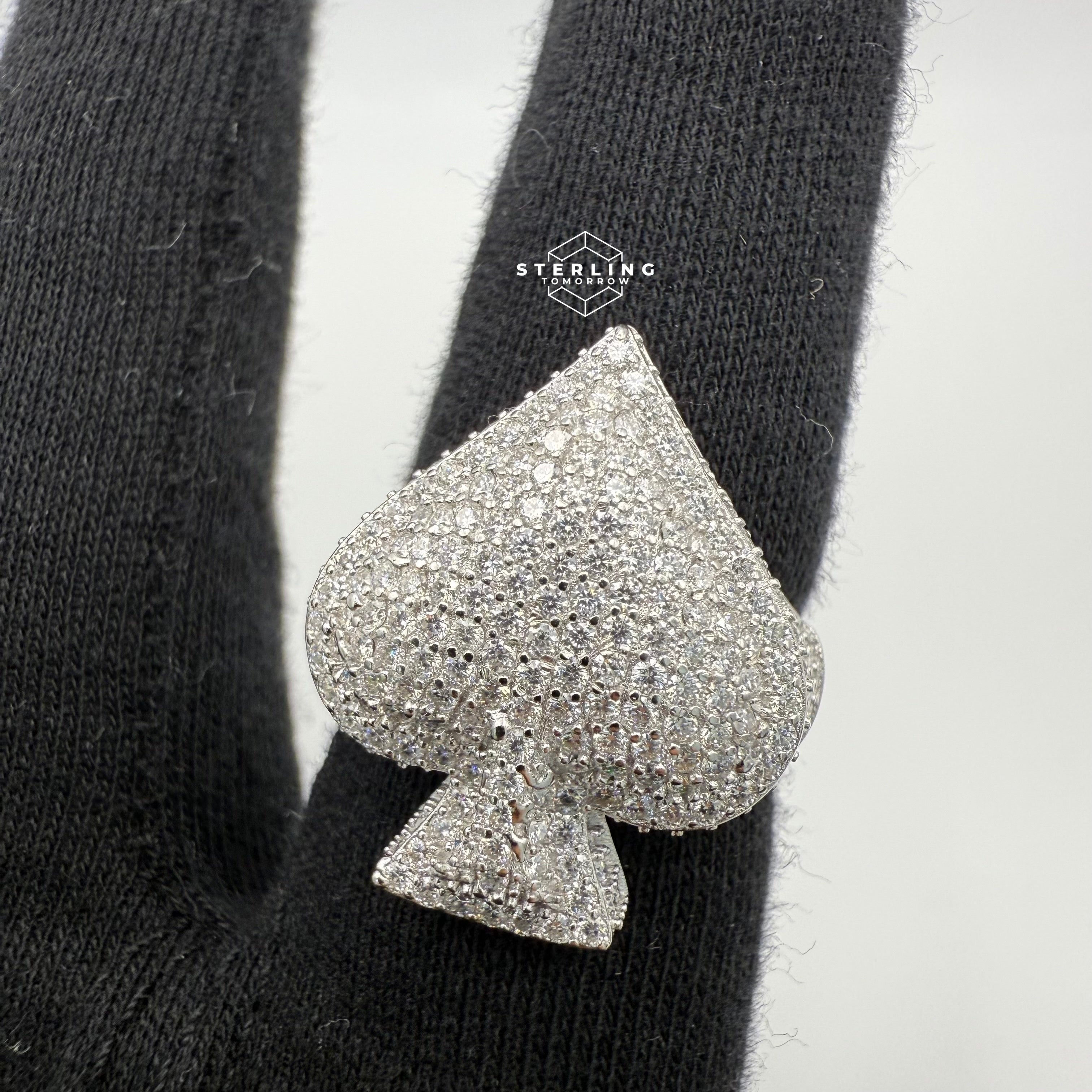 Moissanite Iced Out Spade Ring Size 10
