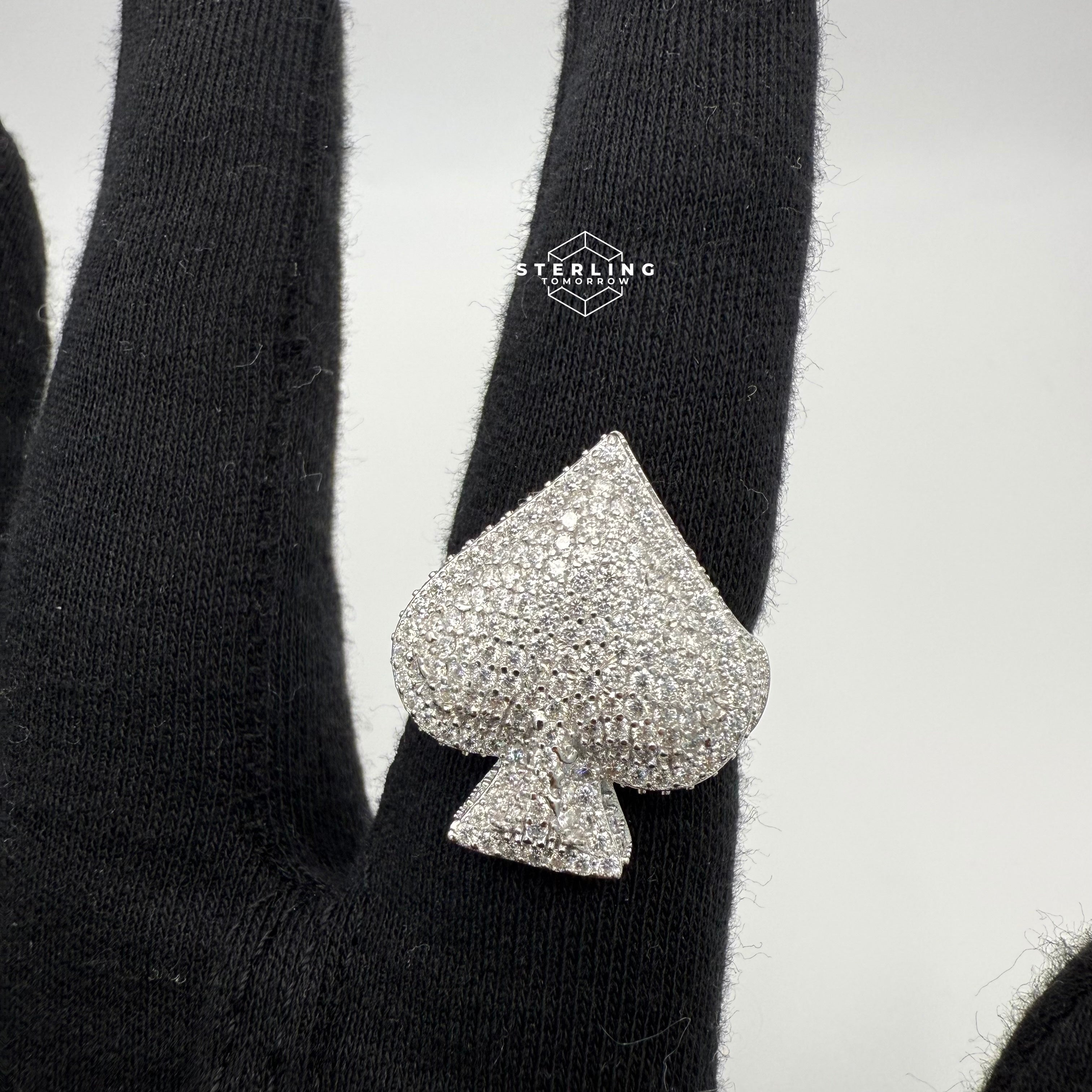 Moissanite Iced Out Spade Ring Size 10