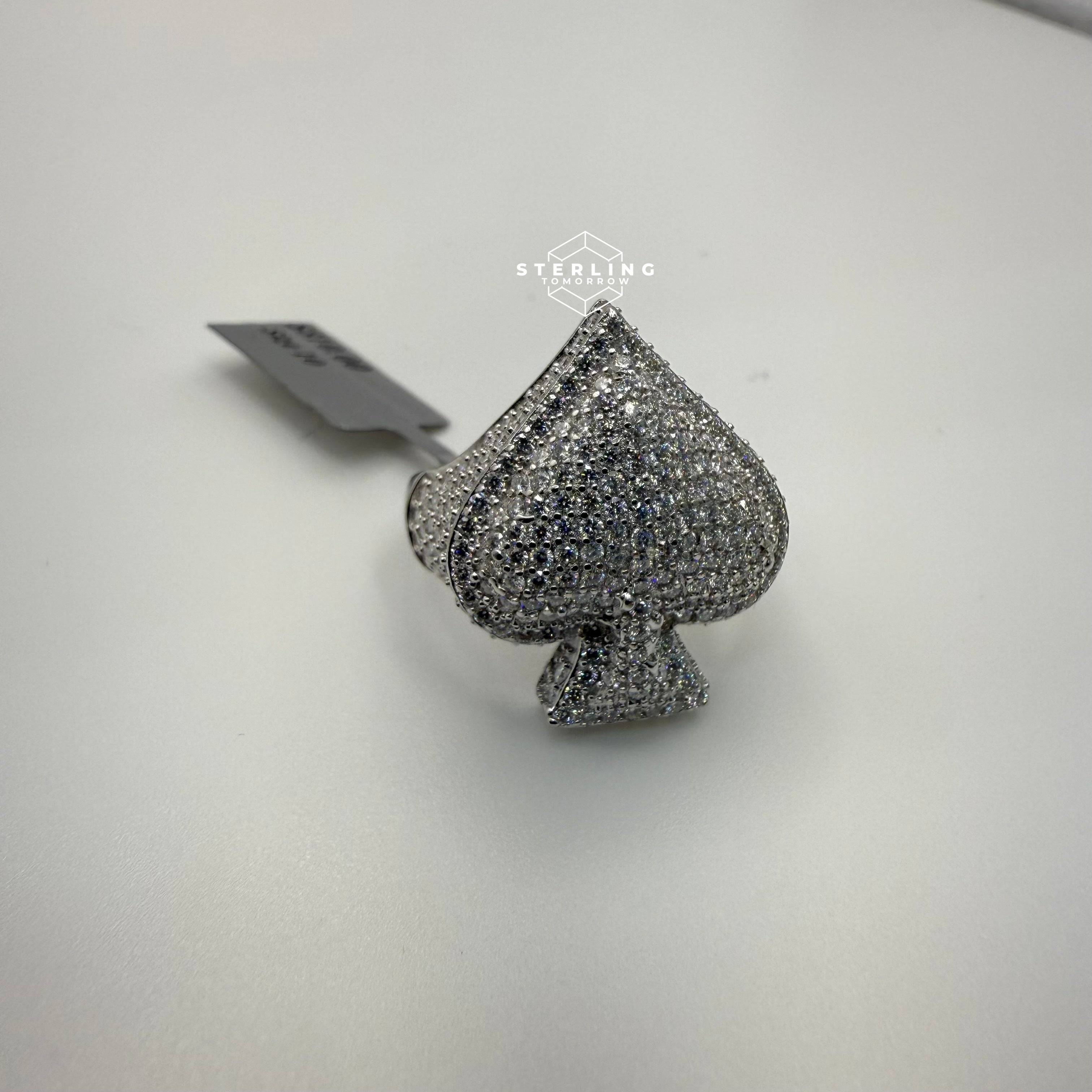 Moissanite Iced Out Spade Ring Size 10