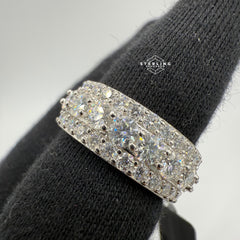 Moissanite Eternity 3 Row Ring Size 8