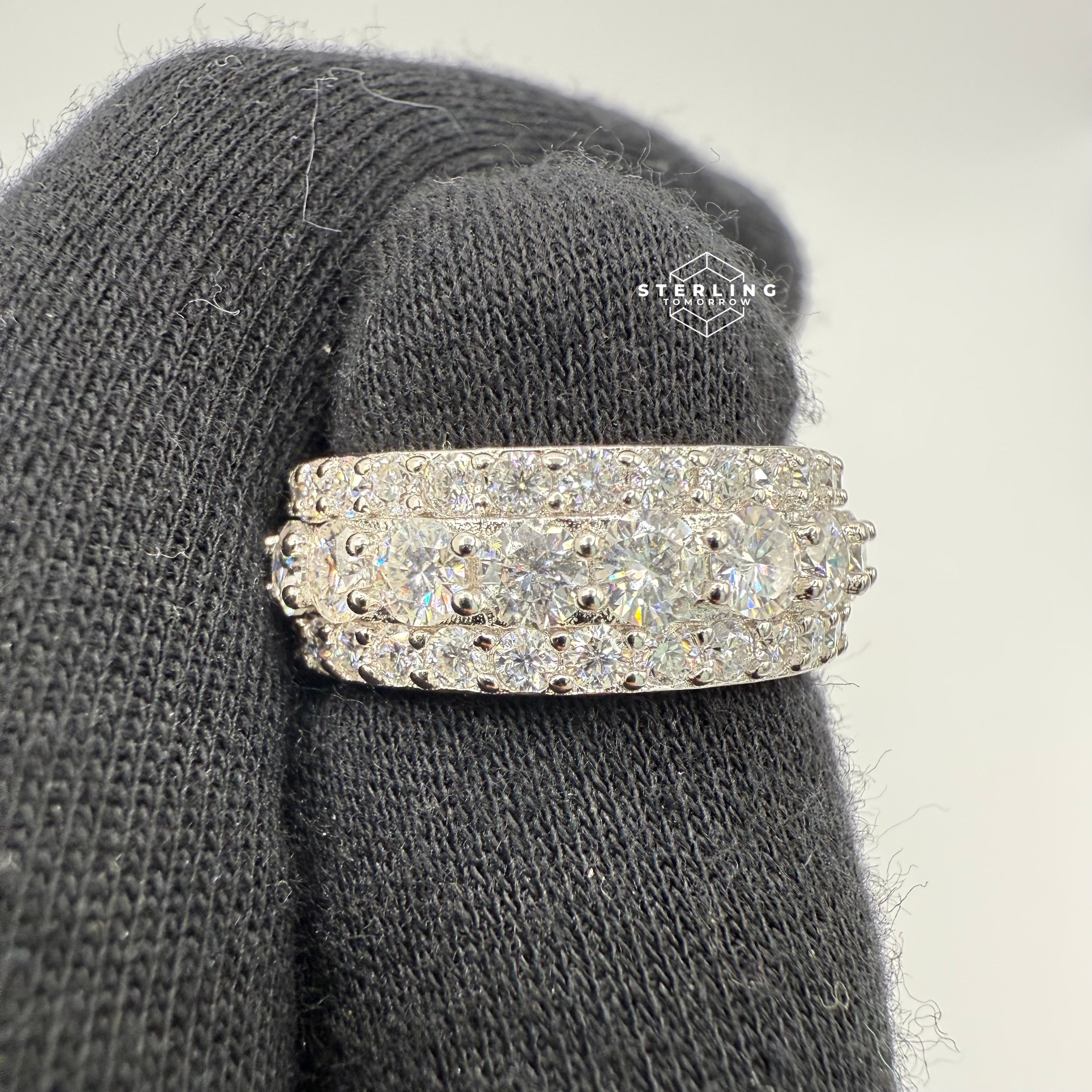 Moissanite Eternity 3 Row Ring Size 8
