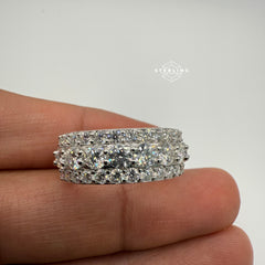 Moissanite Eternity 3 Row Ring Size 8
