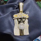 Moissanite 3" Jesus Pendant Gold Tone