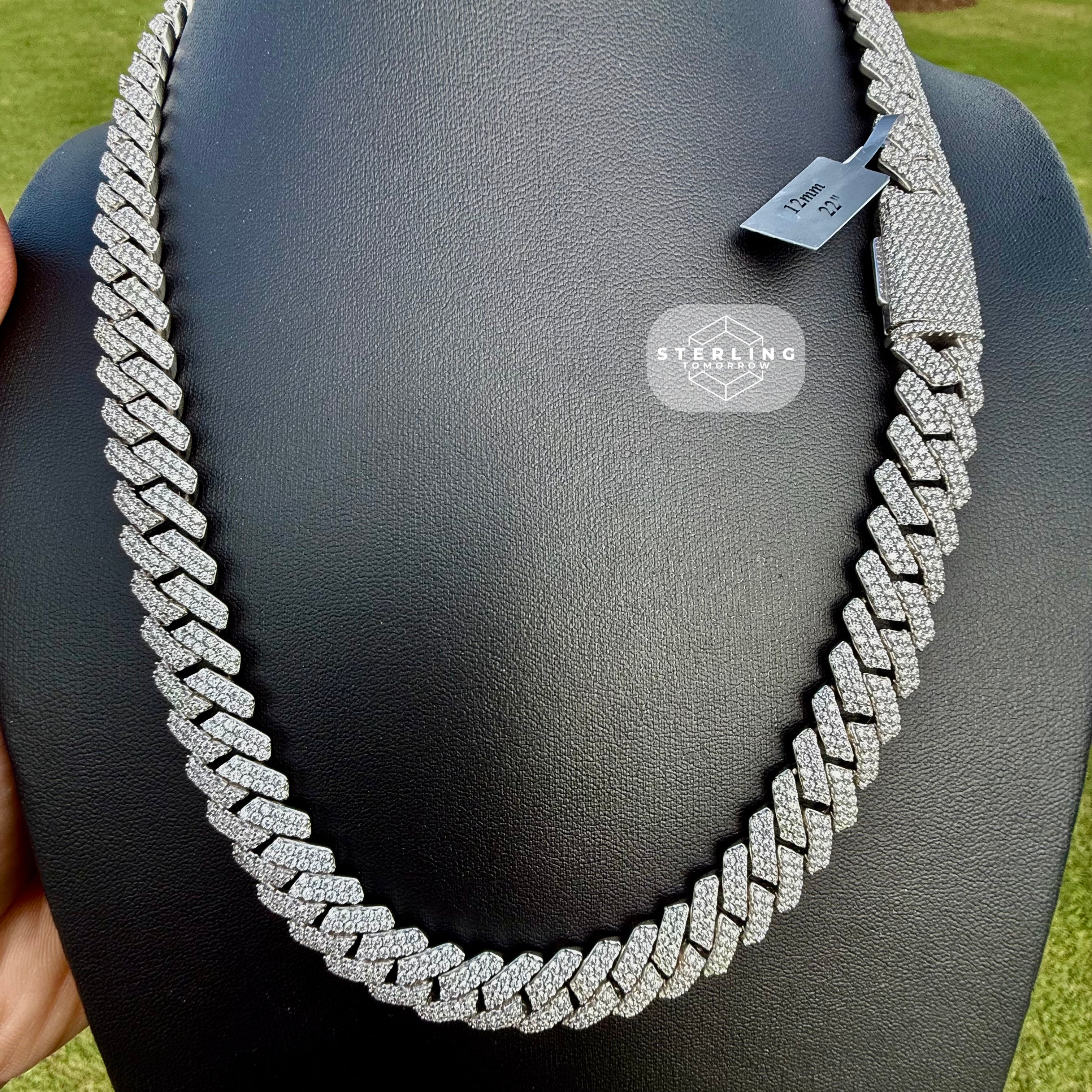 Moissanite Miami Cuban Prong Chain 12mm 22"