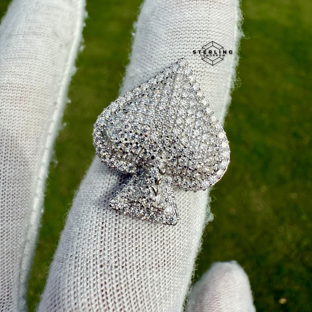 Moissanite Iced Out Spade Ring Size 10