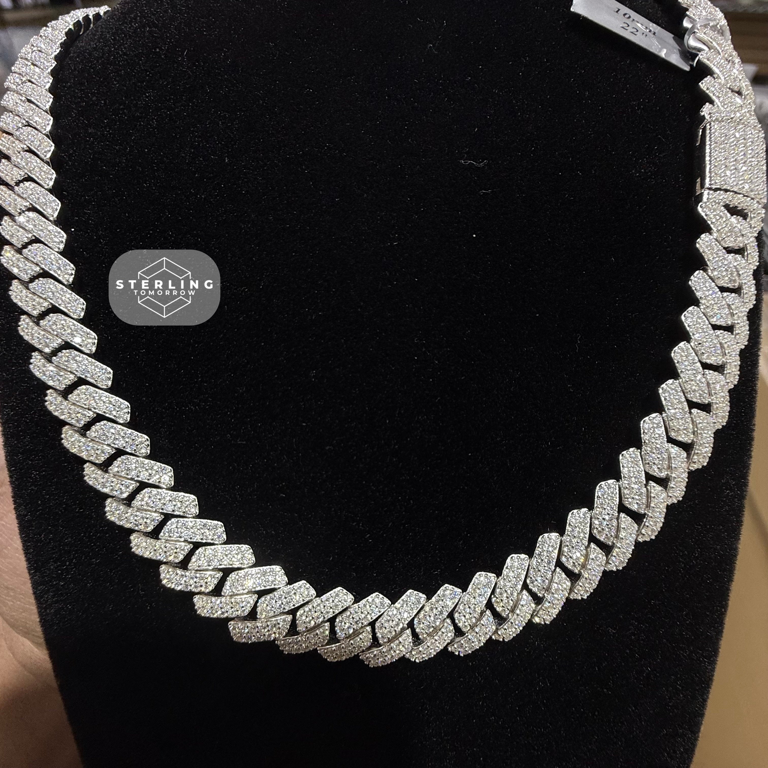 Moissanite Miami Cuban Prong Chain 10mm 22"