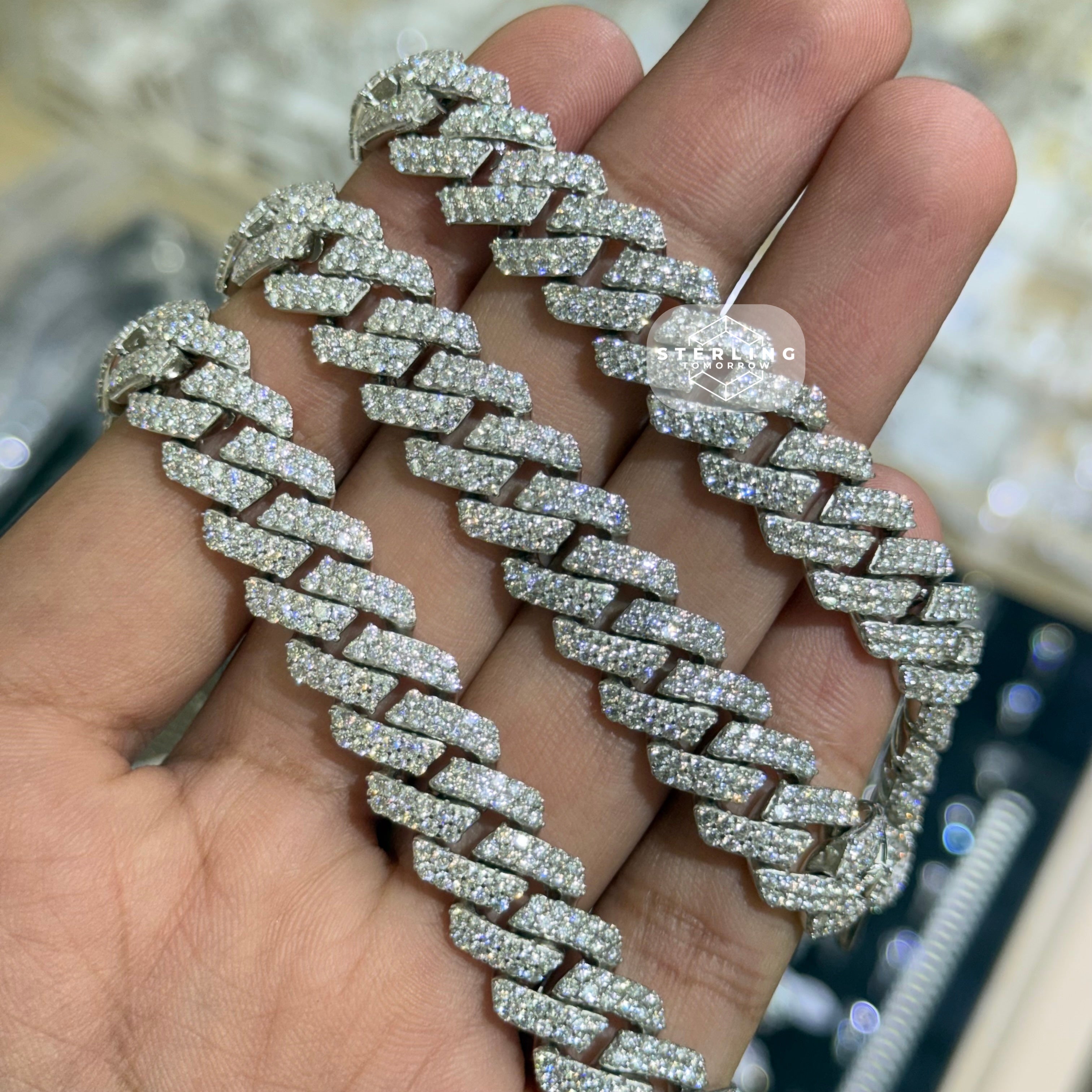 Moissanite Miami Cuban Prong Chain 12mm 22"