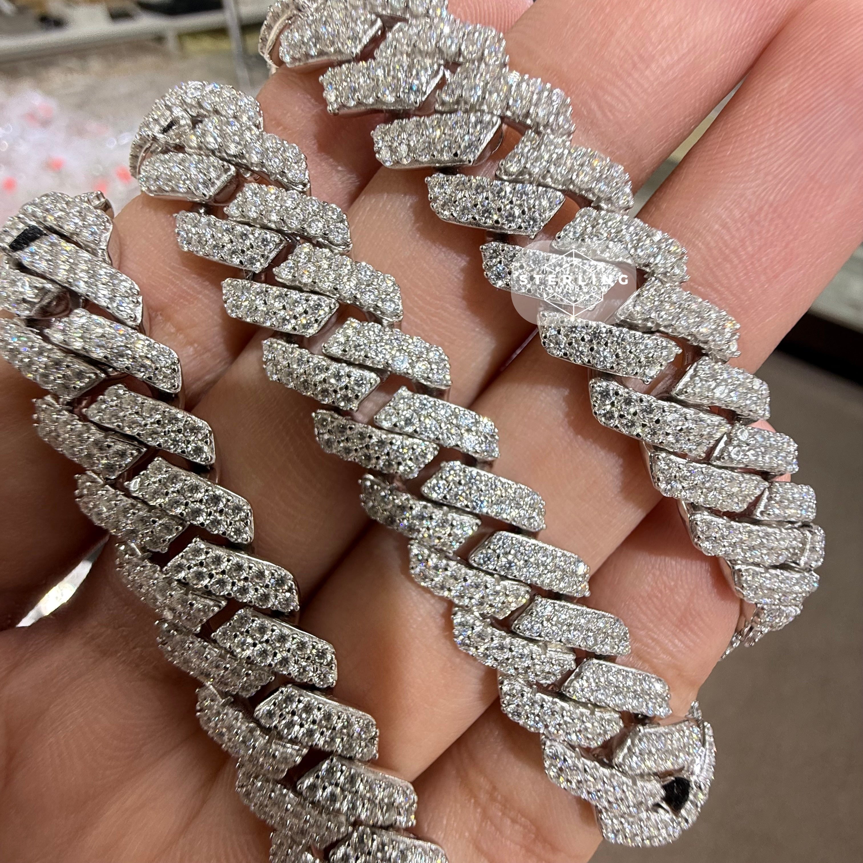 Moissanite Miami Cuban Prong Chain 12mm 22"
