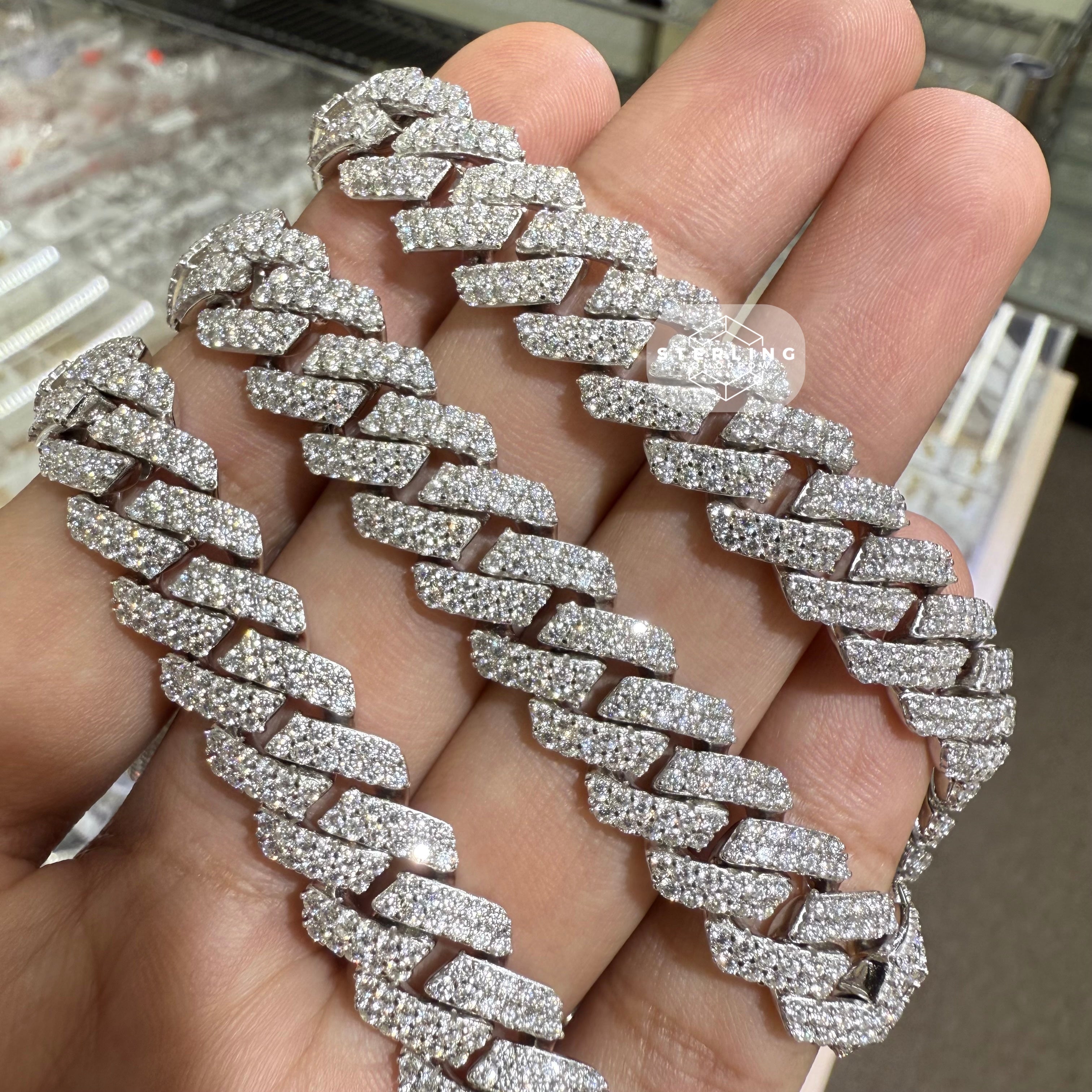 Moissanite Miami Cuban Prong Chain 12mm 22"