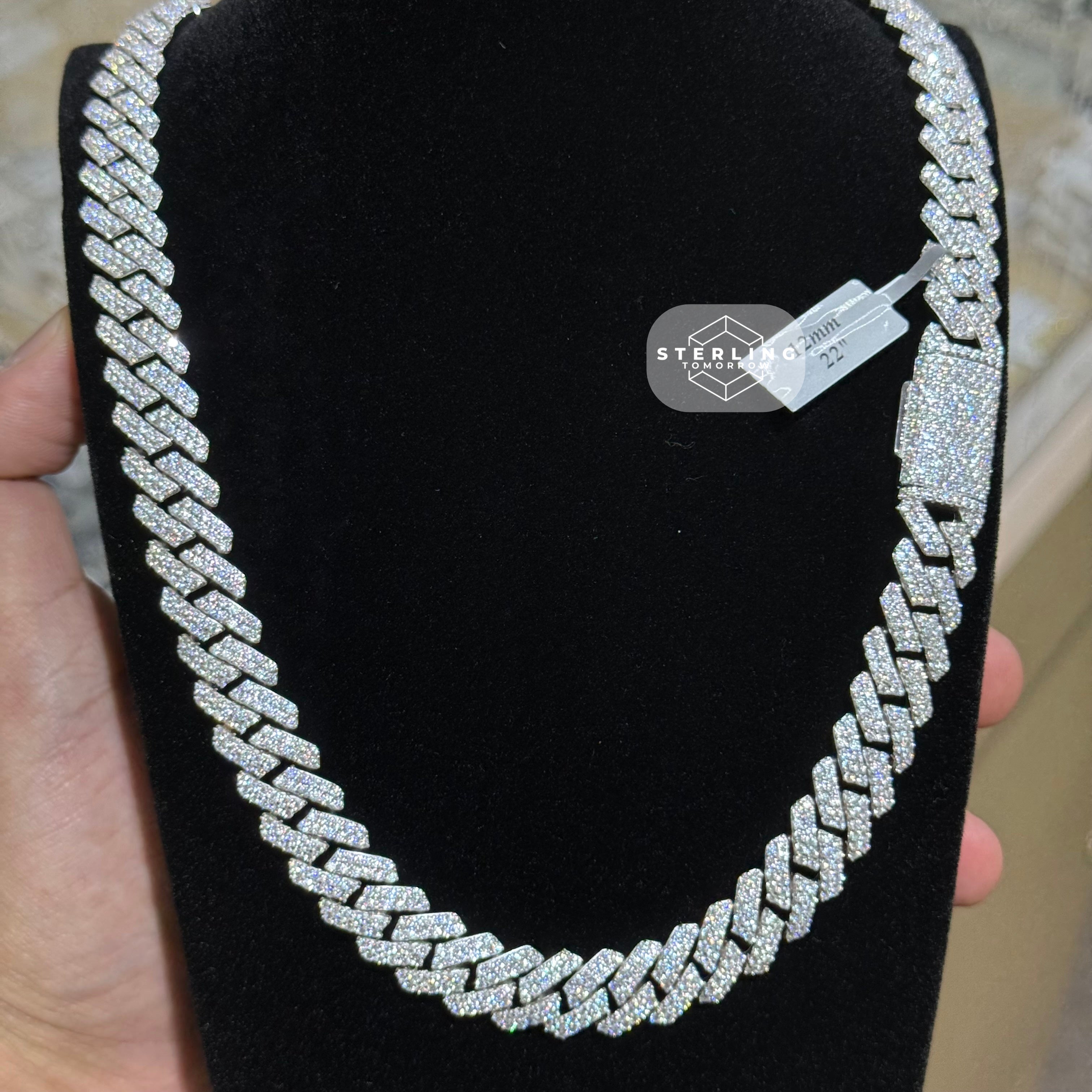 Moissanite Miami Cuban Prong Chain 12mm 22"