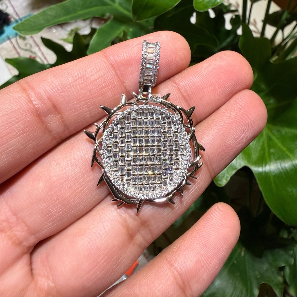 Iced Out Round Crown Thorns Pendant