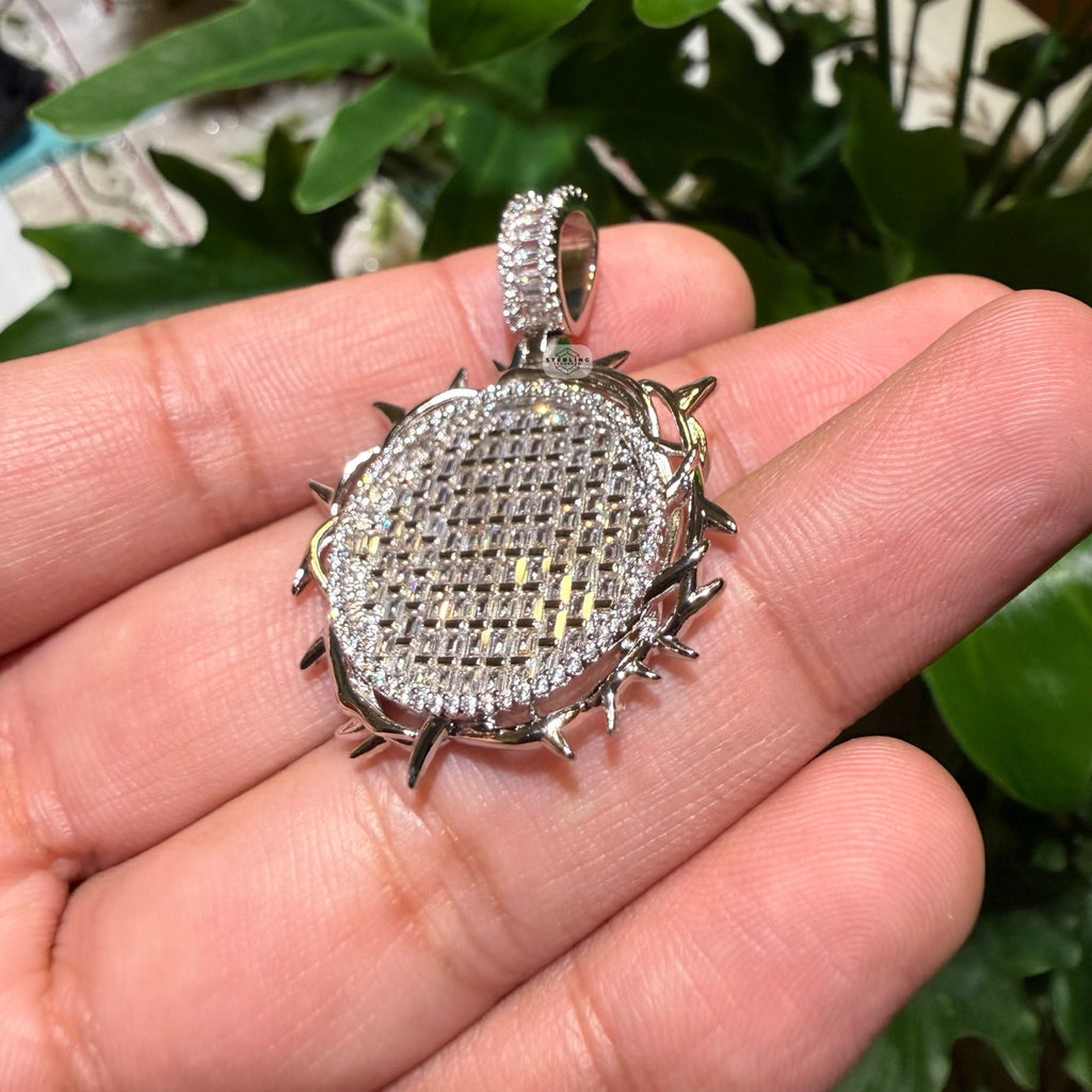Iced Out Round Crown Thorns Pendant