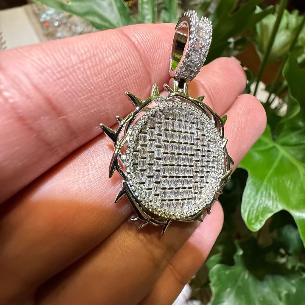 Iced Out Round Crown Thorns Pendant