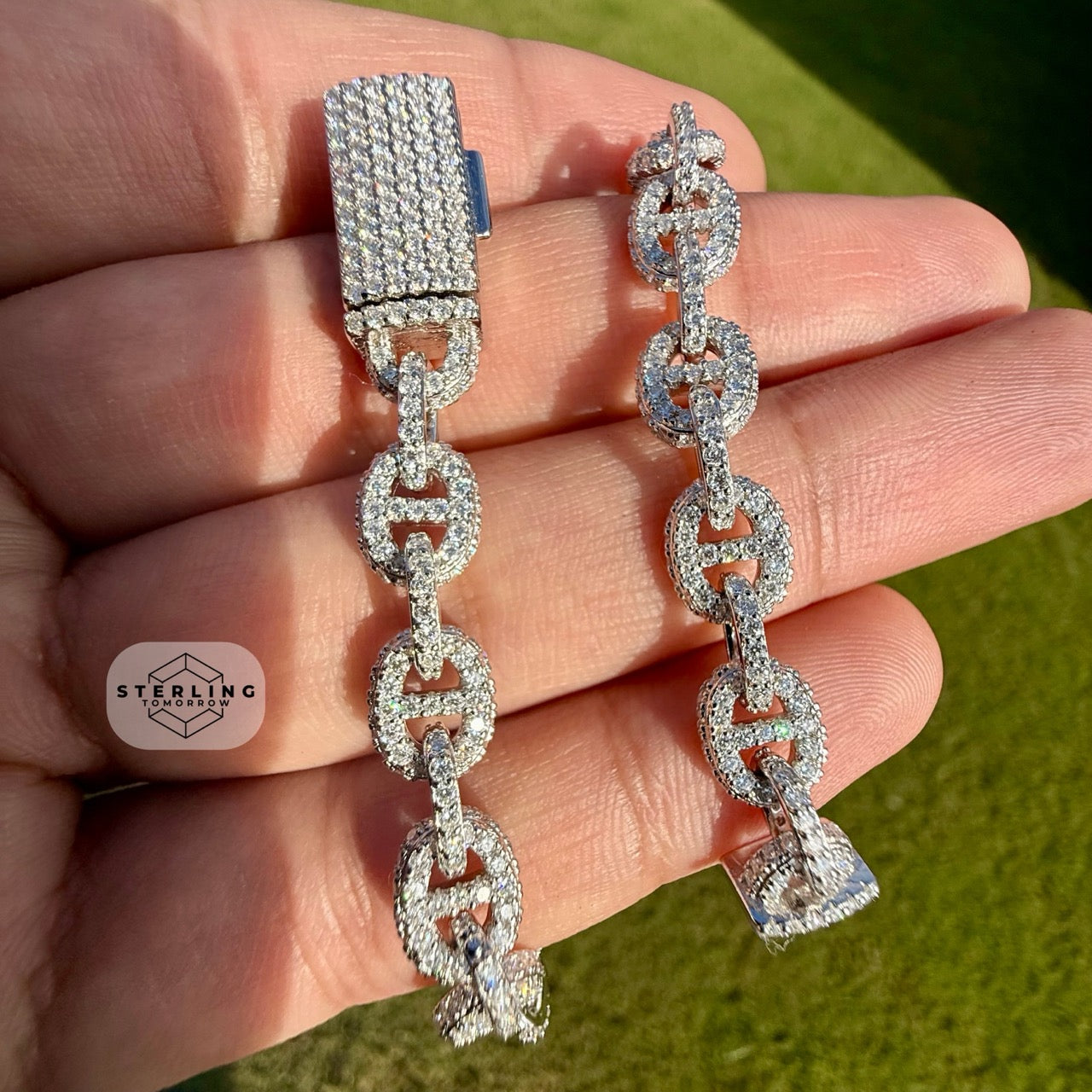 Moissanite Iced Out Mariner Link Bracelet 8"