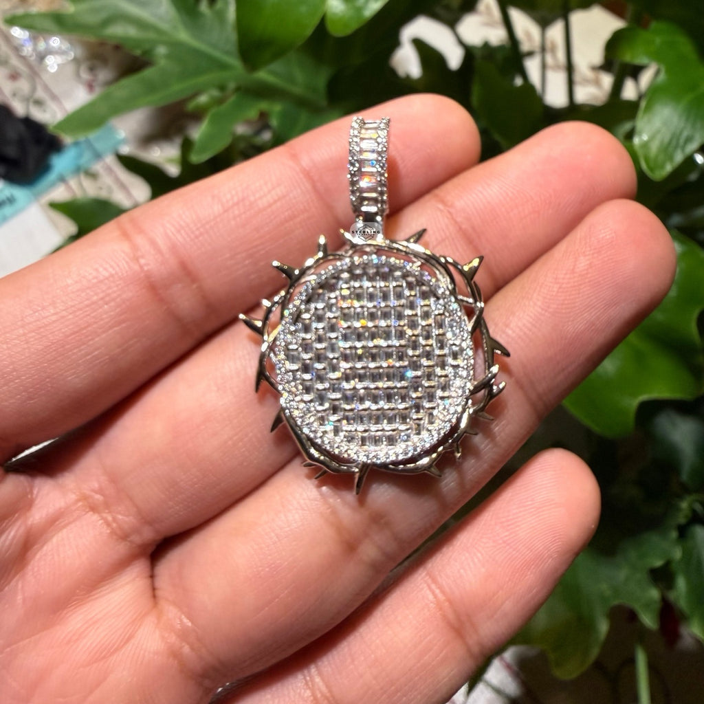 Iced Out Round Crown Thorns Pendant