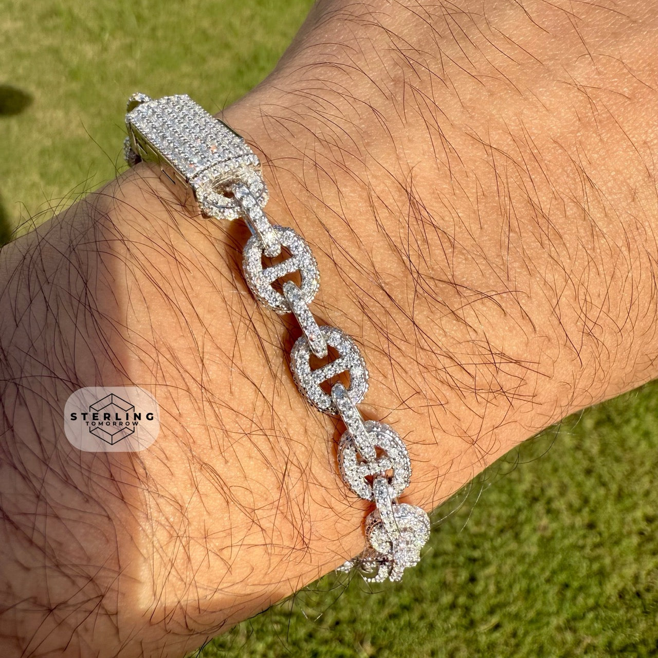Moissanite Iced Out Mariner Link Bracelet 8"
