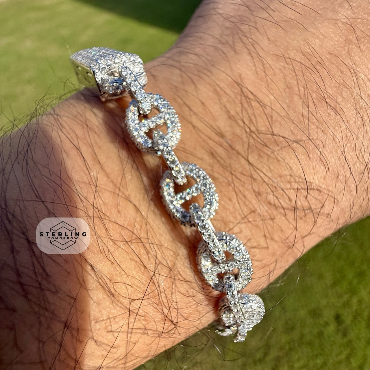 Moissanite Iced Out Mariner Link Bracelet 8"