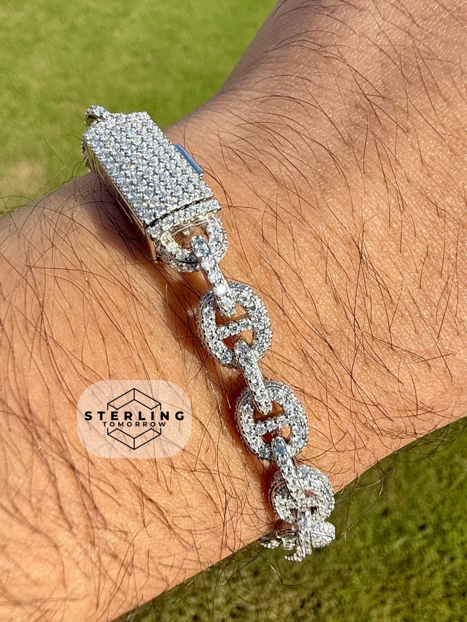 Moissanite Iced Out Mariner Link Bracelet 8"