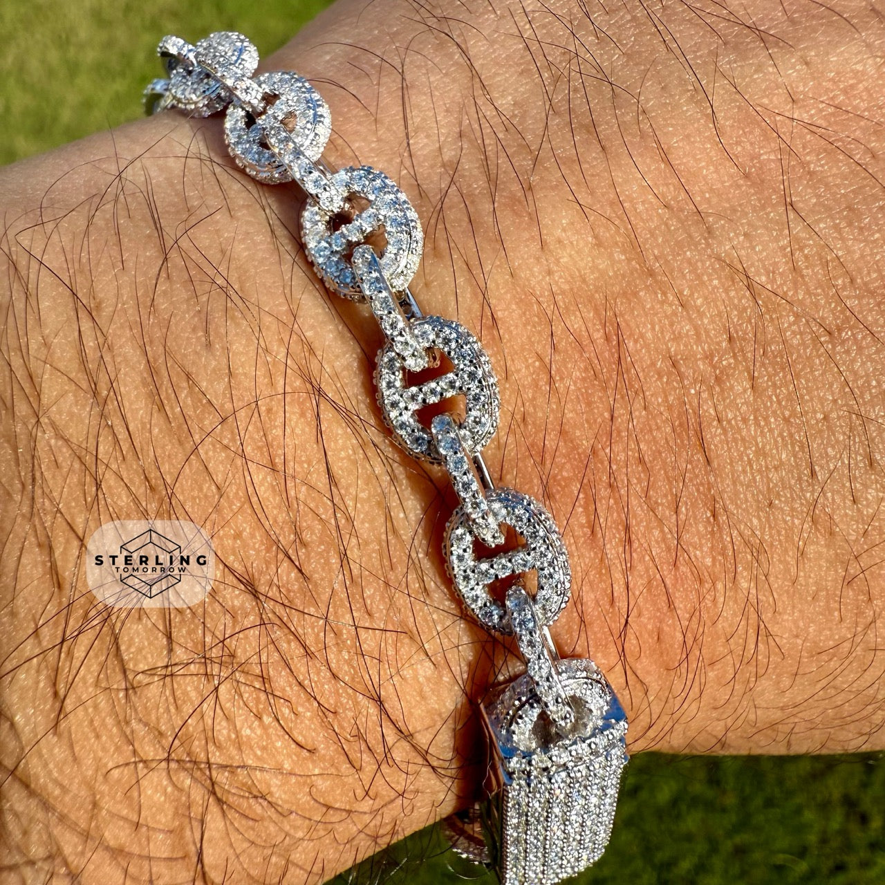 Moissanite Iced Out Mariner Link Bracelet 8"