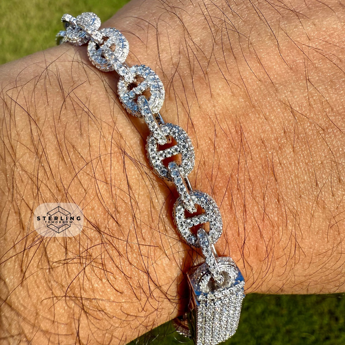 Moissanite Iced Out Mariner Link Bracelet 8"