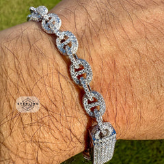 Moissanite Iced Out Mariner Link Bracelet 8"