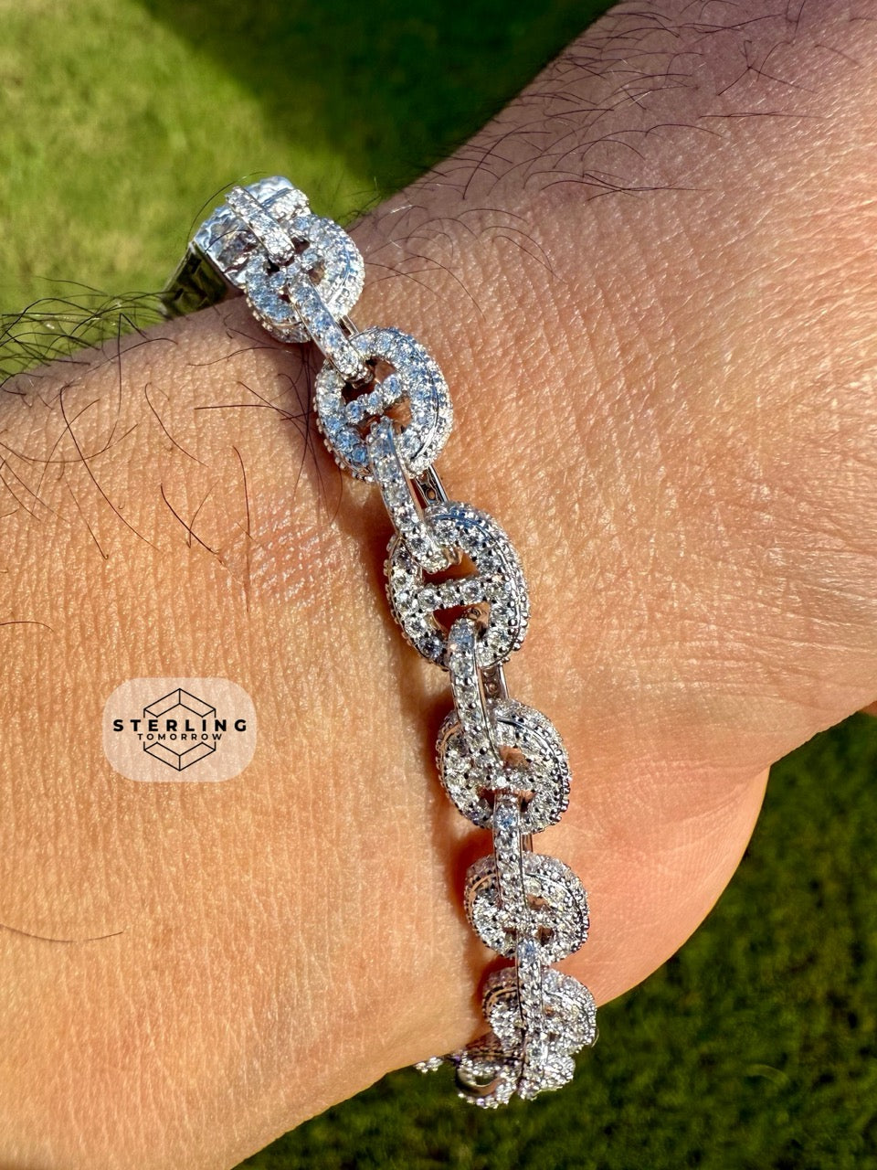 Moissanite Iced Out Mariner Link Bracelet 8"