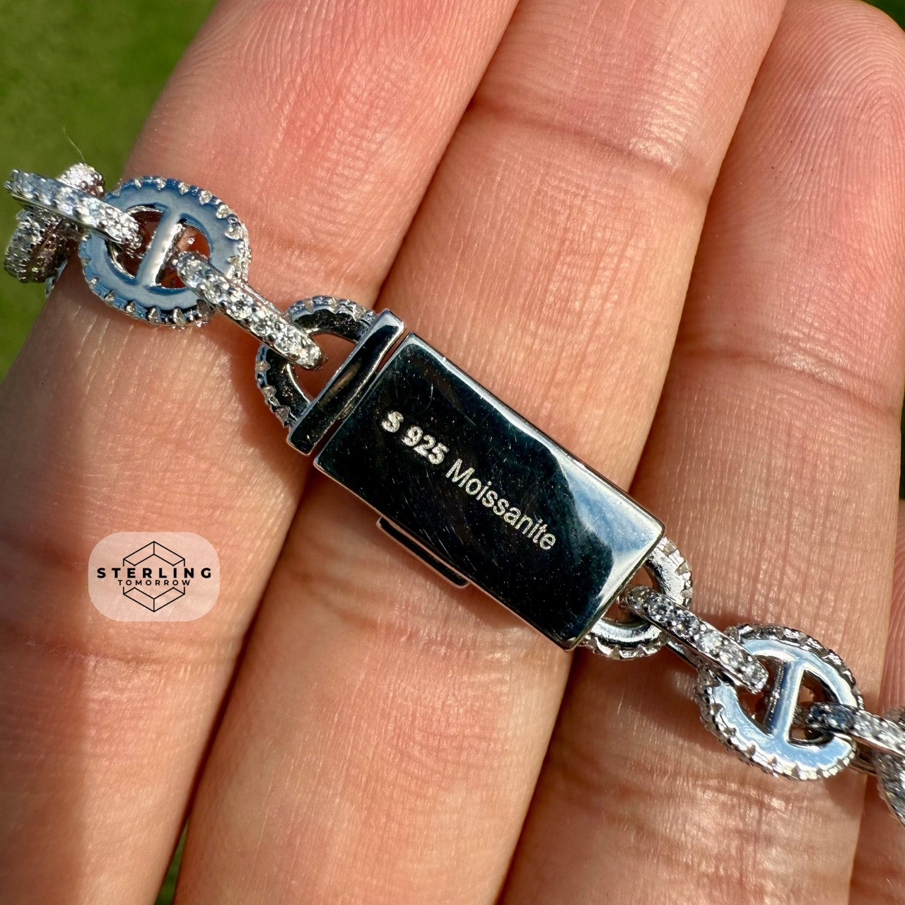 Moissanite Iced Out Mariner Link Bracelet 8"