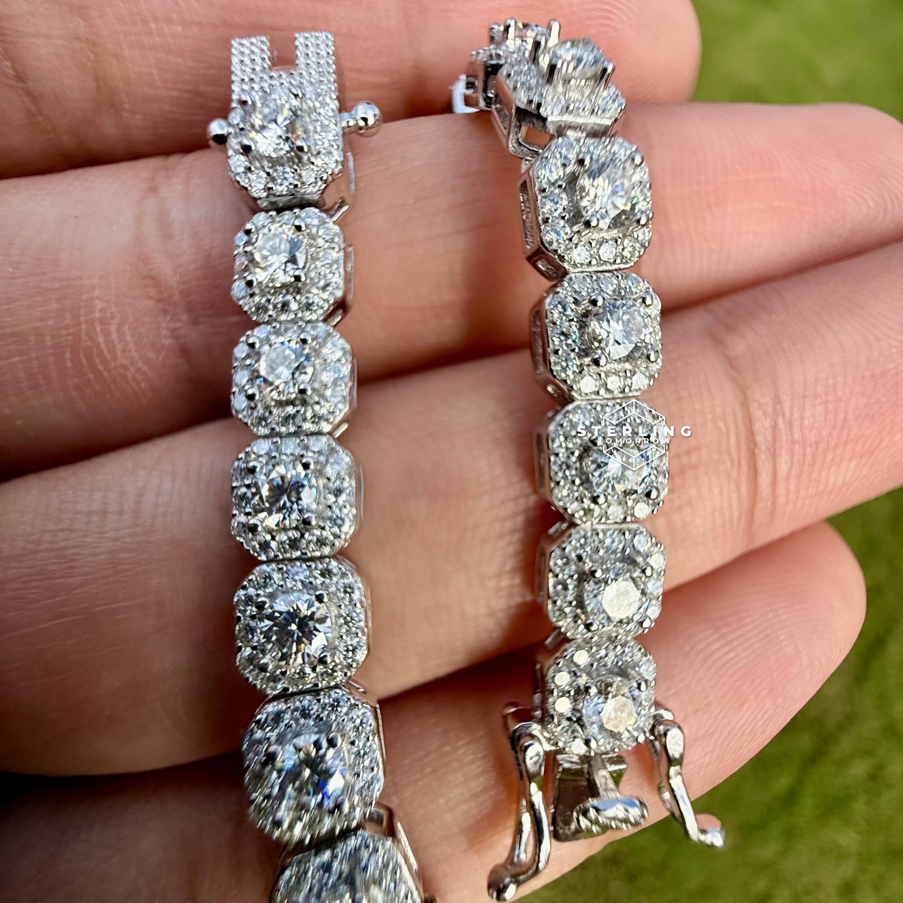 Moissanite Cushion Cluster Bracelet 7"