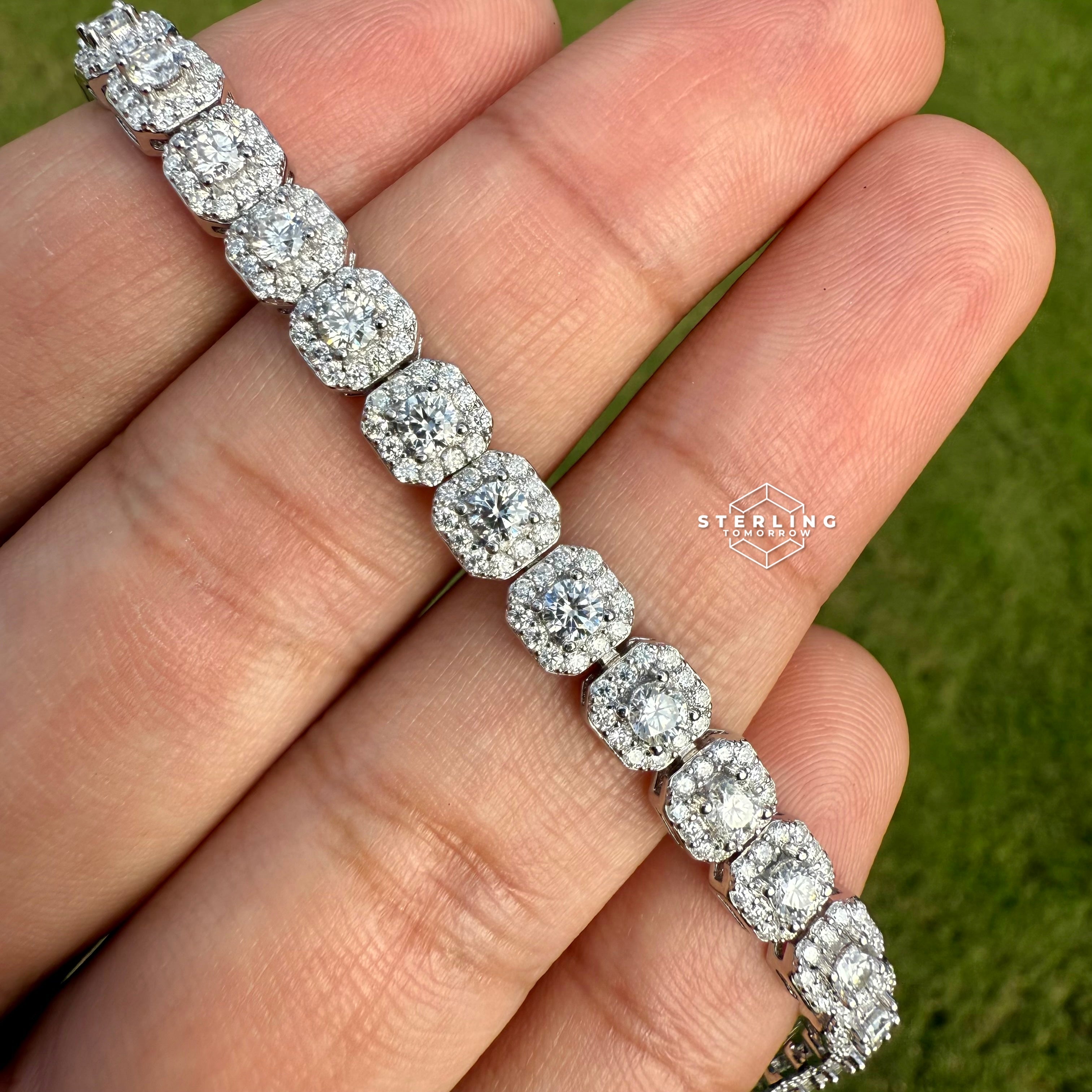 Moissanite Cushion Cluster Bracelet 7"