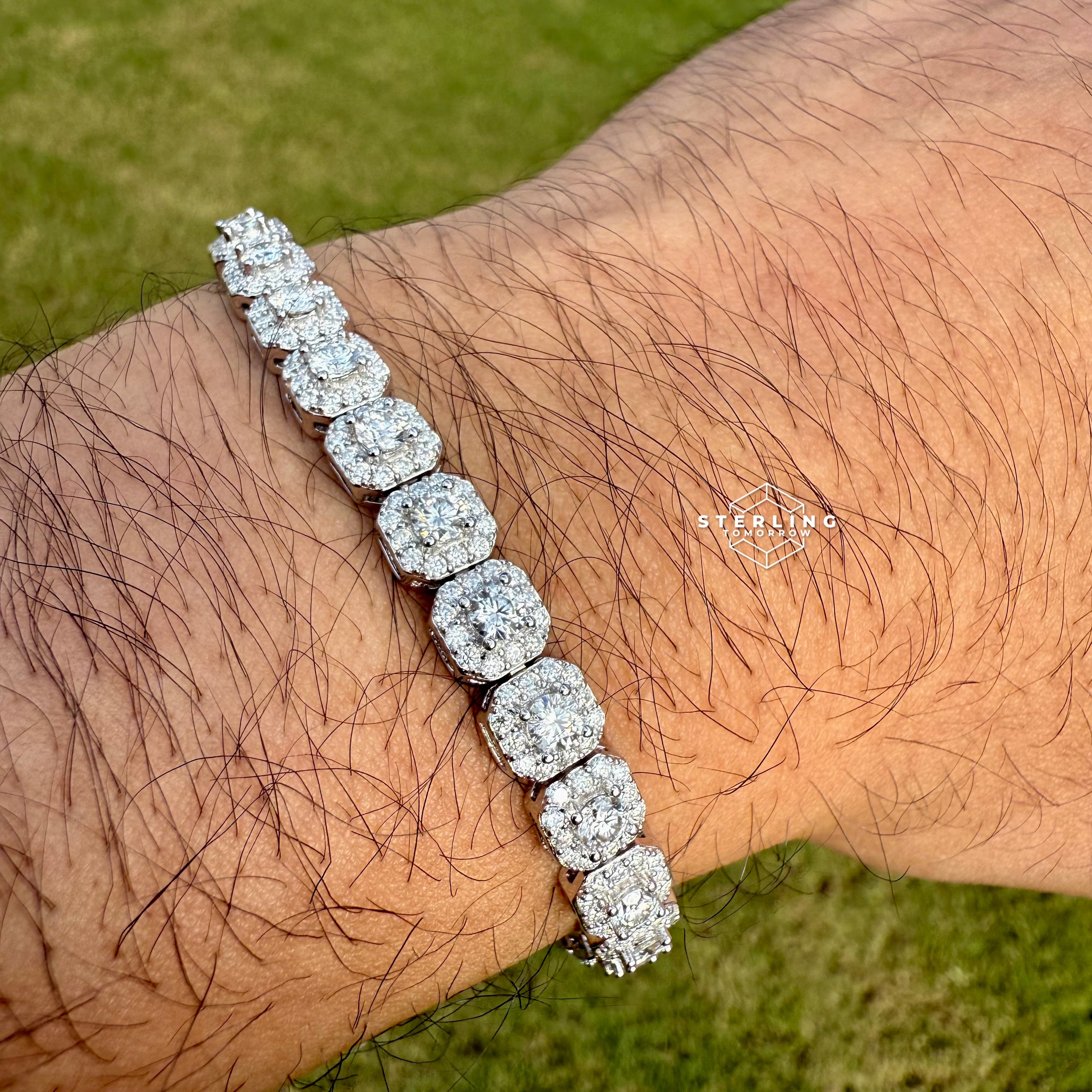 Moissanite Cushion Cluster Bracelet 7"