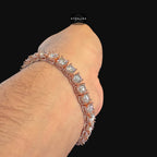 7mm Rose Gold Iced Out Sides Moissanite Tennis Bracelet